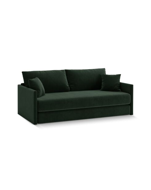 Canapé convertible velours Shannon 3 places vert bouteille - 209x94x87 cm