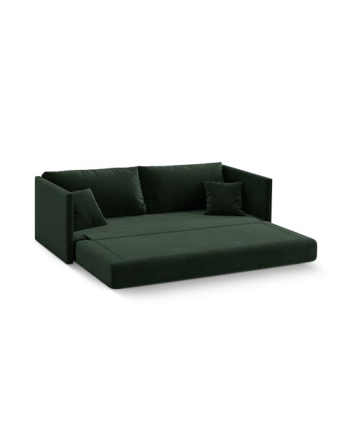 Canapé convertible velours Shannon 3 places vert bouteille - 209x94x87 cm