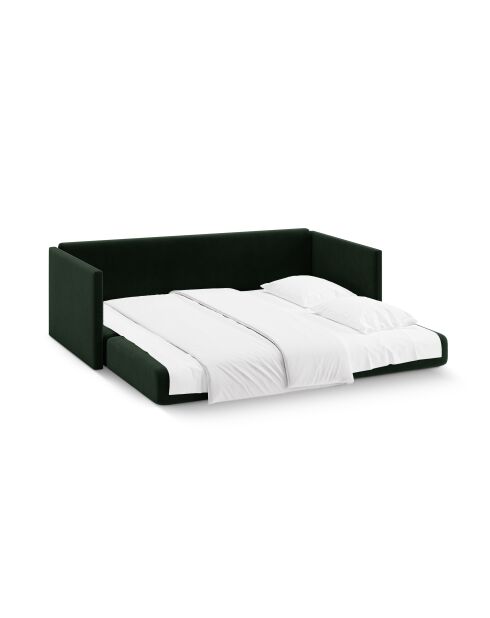 Canapé convertible velours Shannon 3 places vert bouteille - 209x94x87 cm