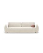 Canapé velours convertible avec coffre de rangement Tonale 3 places ivoire - 262x105x88 cm