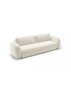 Canapé velours convertible avec coffre de rangement Tonale 3 places ivoire - 262x105x88 cm