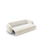 Canapé velours convertible avec coffre de rangement Tonale 3 places ivoire - 262x105x88 cm