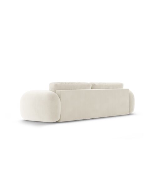 Canapé velours convertible avec coffre de rangement Tonale 3 places ivoire - 262x105x88 cm