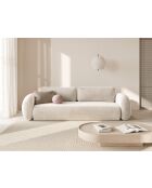 Canapé velours convertible avec coffre de rangement Tonale 3 places ivoire - 262x105x88 cm
