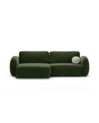 Canapé d'angle en velours convertible avec rangement Tonale 4 places vert de l'armée - 262x149x88 cm