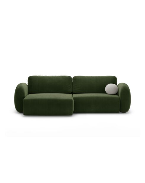 Canapé d'angle en velours convertible avec rangement Tonale 4 places vert de l'armée - 262x149x88 cm