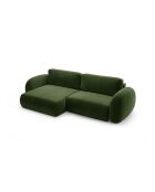 Canapé d'angle en velours convertible avec rangement Tonale 4 places vert de l'armée - 262x149x88 cm