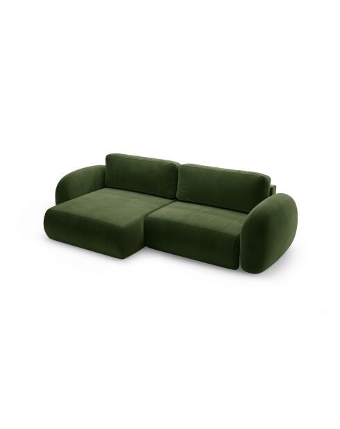 Canapé d'angle en velours convertible avec rangement Tonale 4 places vert de l'armée - 262x149x88 cm