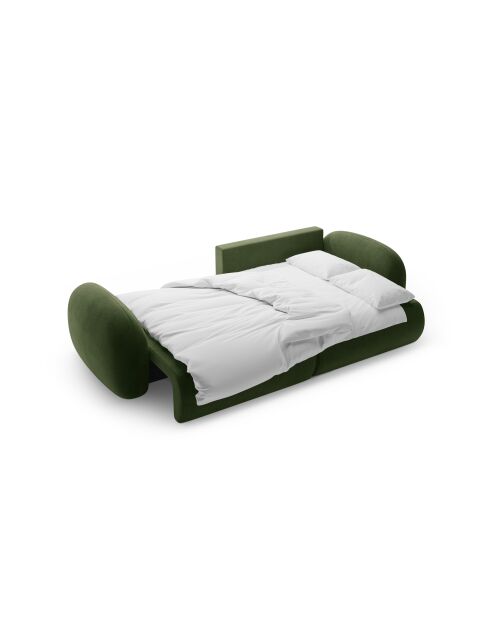 Canapé d'angle en velours convertible avec rangement Tonale 4 places vert de l'armée - 262x149x88 cm