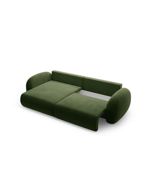 Canapé d'angle en velours convertible avec rangement Tonale 4 places vert de l'armée - 262x149x88 cm