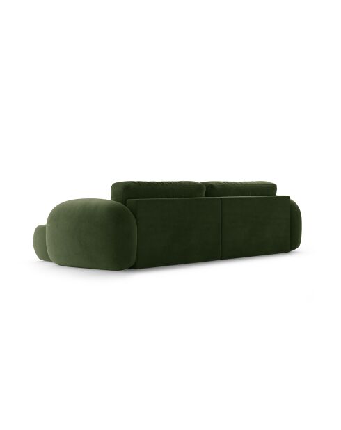 Canapé d'angle en velours convertible avec rangement Tonale 4 places vert de l'armée - 262x149x88 cm