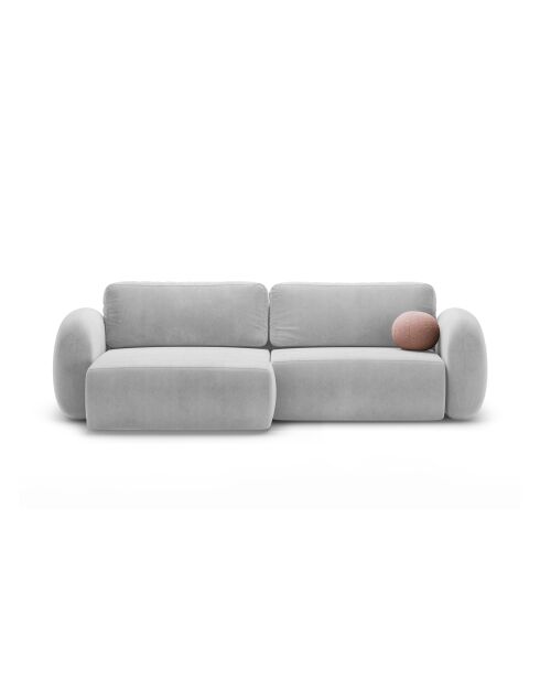 Canapé d'angle en velours convertible avec rangement Tonale 4 places gris - 262x149x88 cm