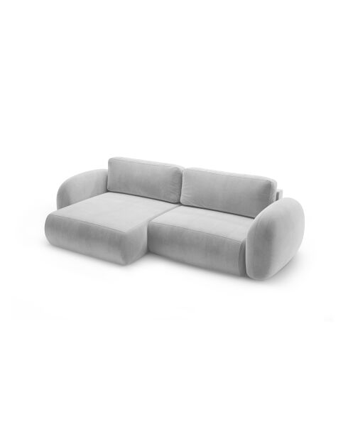 Canapé d'angle en velours convertible avec rangement Tonale 4 places gris - 262x149x88 cm