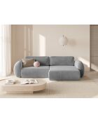 Canapé d'angle en velours convertible avec rangement Tonale 4 places gris - 262x149x88 cm