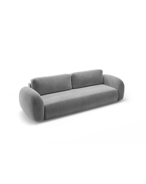 Canapé velours convertible avec coffre de rangement Tonale 3 places gris foncé - 262x105x88 cm