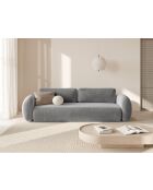 Canapé velours convertible avec coffre de rangement Tonale 3 places gris foncé - 262x105x88 cm