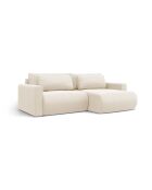 Canapé d'angle en velours convertible avec rangement Belfast 3 places ivoire - 240x149x84 cm