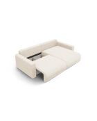 Canapé d'angle en velours convertible avec rangement Belfast 3 places ivoire - 240x149x84 cm