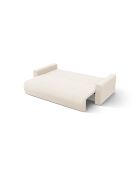 Canapé d'angle en velours convertible avec rangement Belfast 3 places ivoire - 240x149x84 cm