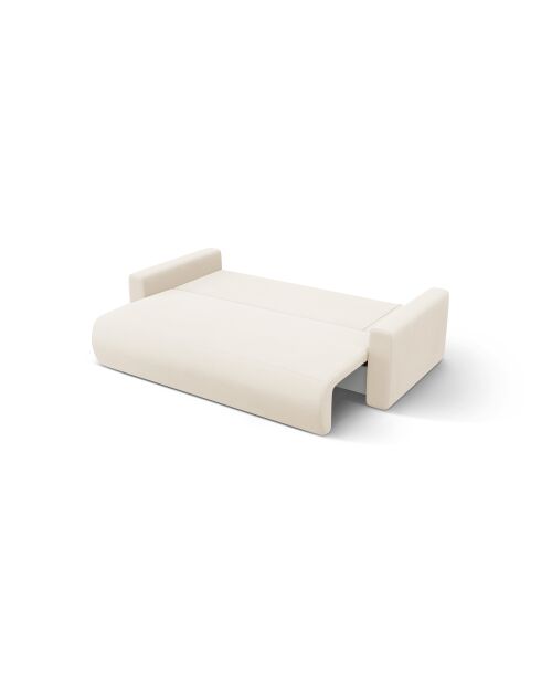 Canapé d'angle en velours convertible avec rangement Belfast 3 places ivoire - 240x149x84 cm