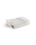 Canapé d'angle en velours convertible avec rangement Belfast 3 places ivoire - 240x149x84 cm
