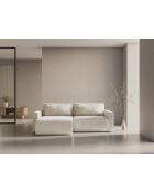 Canapé d'angle en velours convertible avec rangement Belfast 3 places ivoire - 240x149x84 cm