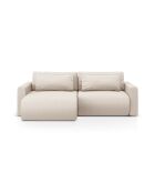 Canapé d'angle convertible avec rangement Belfast 3 places beige - 240x149x84 cm