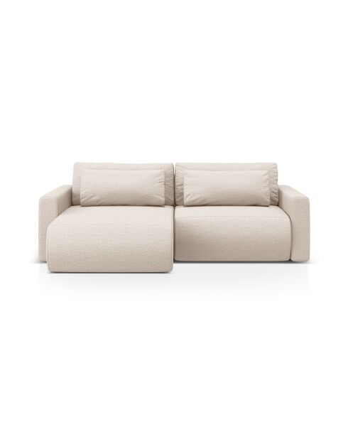 Canapé d'angle convertible avec rangement Belfast 3 places beige - 240x149x84 cm