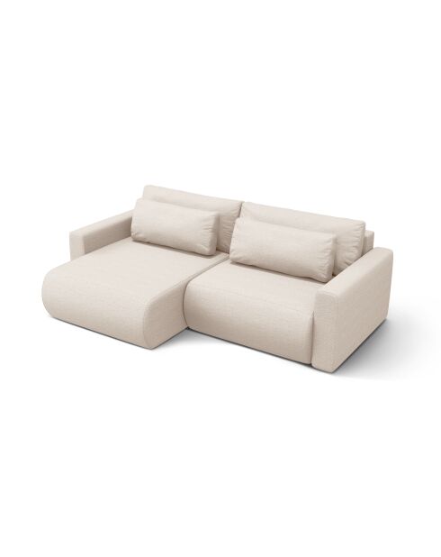Canapé d'angle convertible avec rangement Belfast 3 places beige - 240x149x84 cm