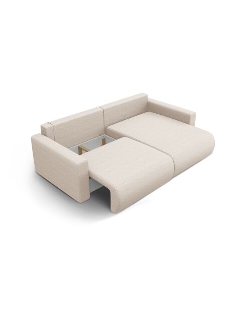 Canapé d'angle convertible avec rangement Belfast 3 places beige - 240x149x84 cm