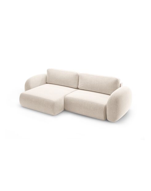 Canapé d'angle convertible avec rangement Tonale 4 places beige clair - 262x149x88 cm
