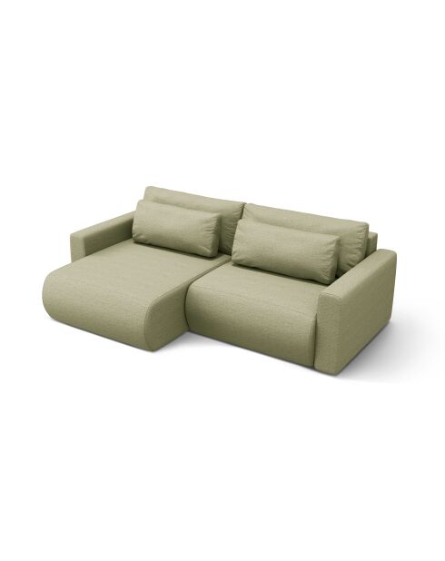 Canapé d'angle convertible avec rangement Belfast 3 places olive - 240x149x84 cm