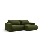 Canapé d'angle en velours convertible avec rangement Belfast 3 places vert de l'armée - 240x149x84 cm