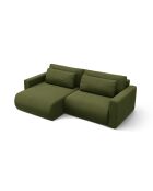 Canapé d'angle en velours convertible avec rangement Belfast 3 places vert de l'armée - 240x149x84 cm