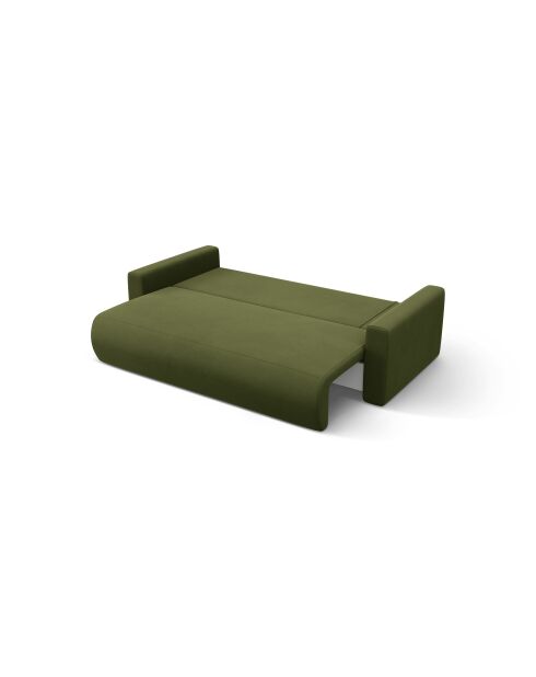 Canapé d'angle en velours convertible avec rangement Belfast 3 places vert de l'armée - 240x149x84 cm