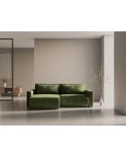 Canapé d'angle en velours convertible avec rangement Belfast 3 places vert de l'armée - 240x149x84 cm