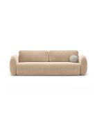 Canapé velours convertible avec coffre de rangement Tonale 3 places amande beige - 262x105x88 cm