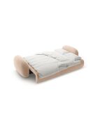 Canapé velours convertible avec coffre de rangement Tonale 3 places amande beige - 262x105x88 cm