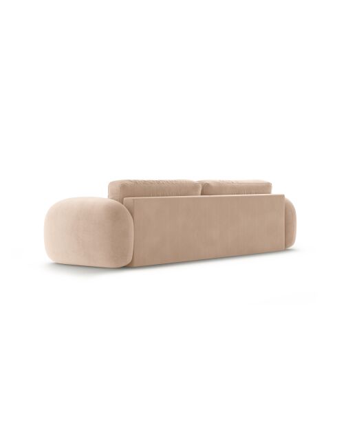 Canapé velours convertible avec coffre de rangement Tonale 3 places amande beige - 262x105x88 cm