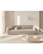 Canapé velours convertible avec coffre de rangement Tonale 3 places amande beige - 262x105x88 cm