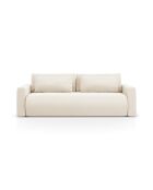 Canapé velours convertible avec coffre de rangement Belfast 3 places ivoire - 238x105x84 cm
