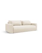 Canapé velours convertible avec coffre de rangement Belfast 3 places ivoire - 238x105x84 cm