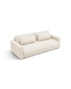 Canapé velours convertible avec coffre de rangement Belfast 3 places ivoire - 238x105x84 cm