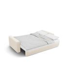 Canapé velours convertible avec coffre de rangement Belfast 3 places ivoire - 238x105x84 cm