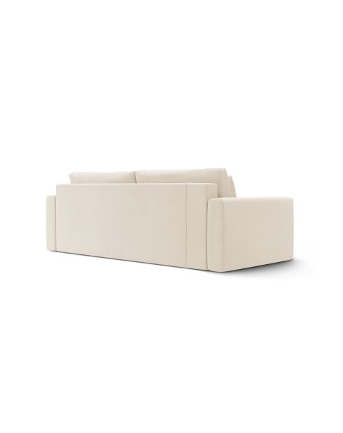 Canapé velours convertible avec coffre de rangement Belfast 3 places ivoire - 238x105x84 cm