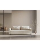 Canapé velours convertible avec coffre de rangement Belfast 3 places ivoire - 238x105x84 cm