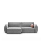 Canapé d'angle convertible avec rangement Tonale 4 places gris clair - 262x149x88 cm