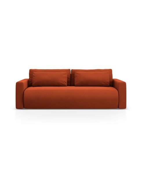 Canapé velours convertible avec coffre de rangement Belfast 3 places auburn - 238x105x84 cm