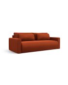Canapé velours convertible avec coffre de rangement Belfast 3 places auburn - 238x105x84 cm
