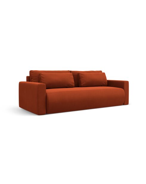 Canapé velours convertible avec coffre de rangement Belfast 3 places auburn - 238x105x84 cm
